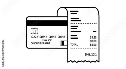 Credit Card and Shopping Receipt Icons - Digital Payment Concept