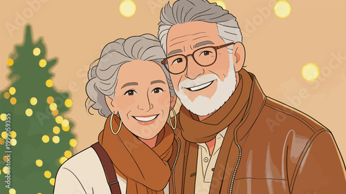 Sweet senior couple celebrating Christmas holiday together