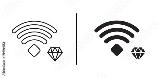 Comparison of wireless signal strength and network security icons