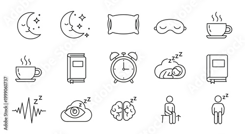 Sleep and Insomnia Concept Icons.