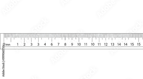 A standard ruler measuring tool with millimeter and centimeter markings