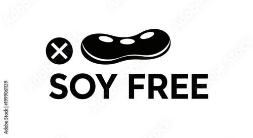 Soy free label icon with soybean silhouette isolated on white background.