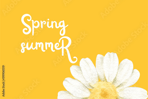 Spring floral in watercolor vector background. Luxury wallpaper design with pink flowers, line art, golden texture.
