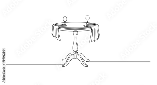Hotel dining table setup in minimalist line style
