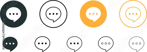 Set of chat and speech bubbles icons in different colors and styles for communication and conversation design elements isolated on white background