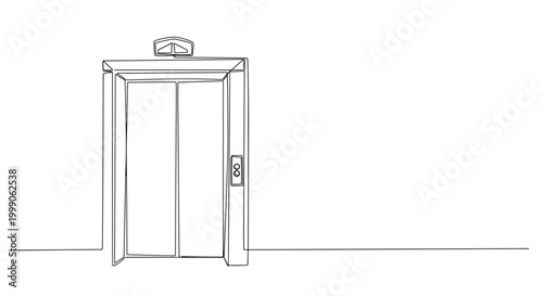 Hotel elevator doors in minimalist line art style