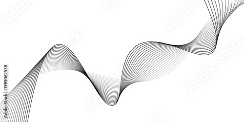 Latar belakang vektor abstrak dengan garis vektor bergelombang hitam.