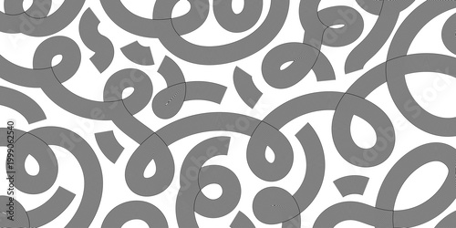 Abstract black and white tangled ribbons background. Minimalist graphic pattern for web design, posters and covers. Vector Illustration