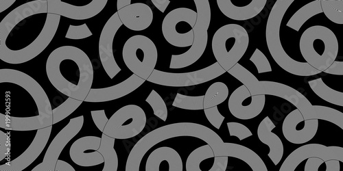 Abstract black and white tangled ribbons background. Minimalist graphic pattern for web design, posters and covers. Vector Illustration