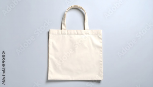 Blank white cotton tote bag mockup isolated on grey background. Eco-friendly fabric shopping bag for branding design, lifestyle accessory, and sustainable fashion concept.