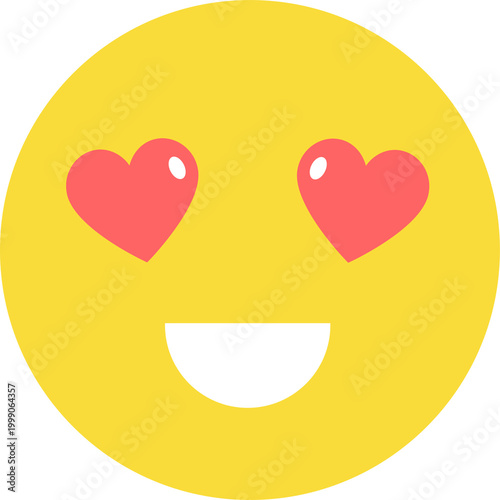 Photography Yellow face with heart eyes expresses infatuation, romantic interest, or overwhelming affection digitally
