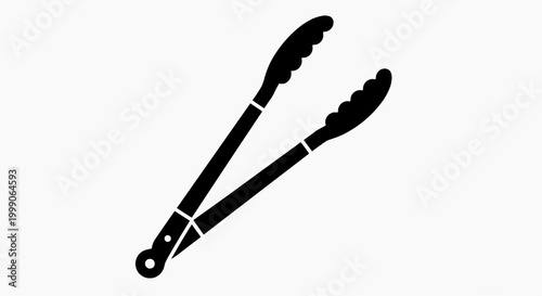 Black kitchen tongs icon illustration in vector format, ideal for culinary designs