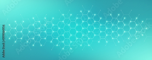 Genetic engineering and molecular structure, hexagon DNA network, science chemical and biotechnology concept, innovation technology, healthcare, and medicine design