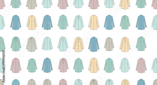 Colorful Collection of Winter Coats Seamless Pattern, Fashion Apparel Background