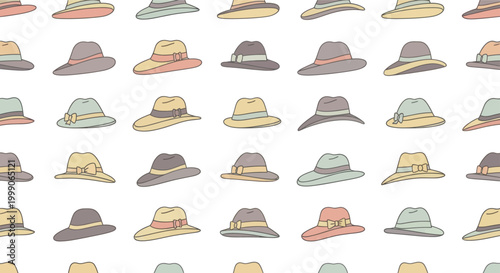 Seamless Pattern of Vintage Hats