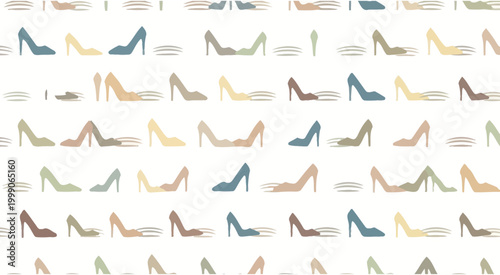 Fashionable High Heel Shoes Pattern - Pastel Colors, Elegant Design