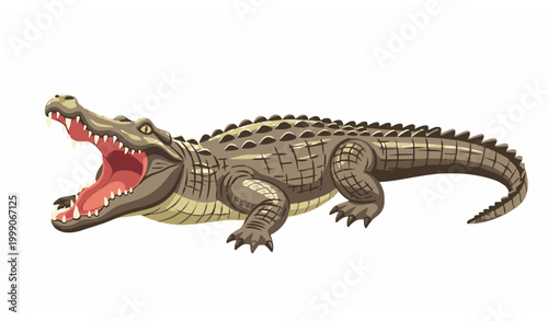 Nile crocodile with open mouth cartoon illustration isolated vector design animal wildlife collection