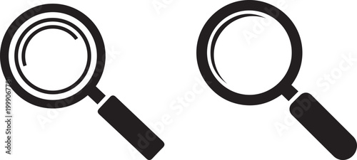 Two black and white magnifying glasses a simple illustration of investigation
