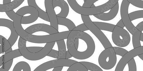 Fényképezés Abstract black and white tangled ribbons background