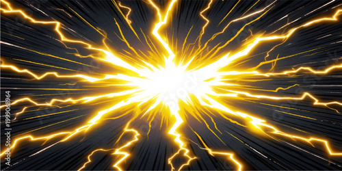 A golden star burst abstract background with glowing sparkles and bright energy firework explosions creates a magical celebration design against the black night holiday sky