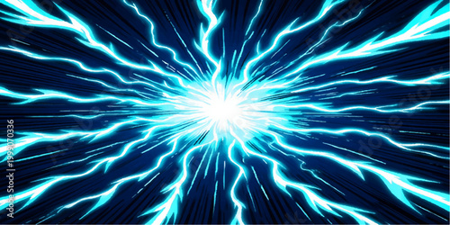 A glowing blue fractal star burst ignites a bright energy explosion against a black space background texture, creating a motion design wallpaper with a vibrant galaxy shine