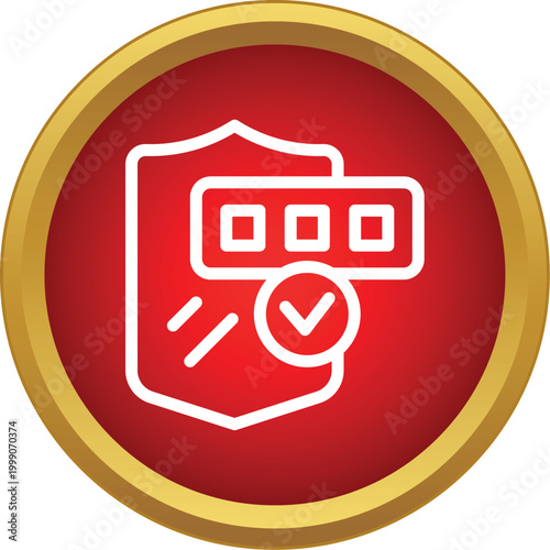 Shield icon verifying secure password entry for data protection