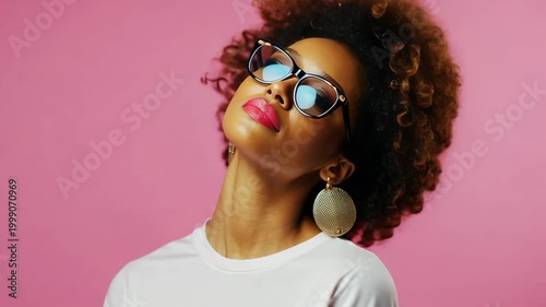 Confident woman expressing attitude with bold fashion and accessories