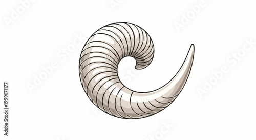 Close-up illustration of a ram's horn, a symbol of strength and nature's wild beauty