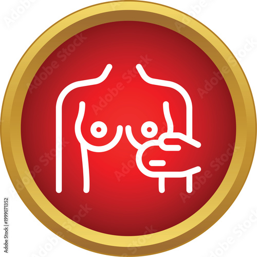 Woman performing breast self check for lumps, promoting health awareness and prevention