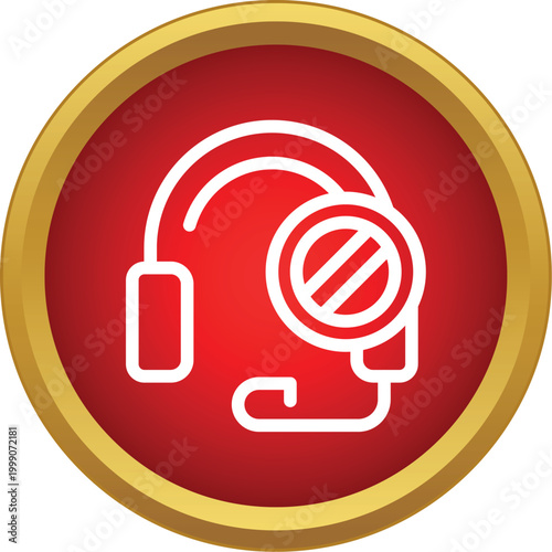 Headset with a no sign on a red circle, symbolizing unavailable customer service