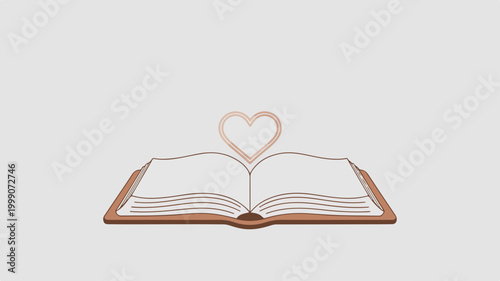 Open book with heart above illustration
