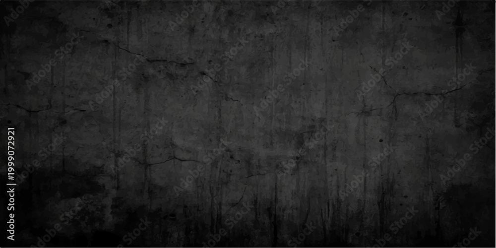 Fototapeta premium A dark vintage grunge background features a rough aged concrete wall texture with a dirty black surface design for a blank antique backdrop pattern