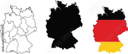 Germany map shapes Vector