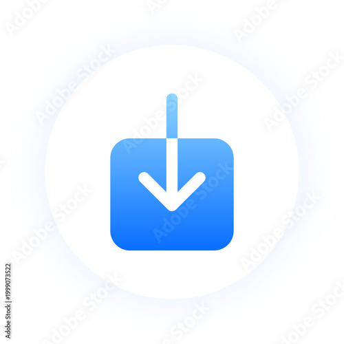 Vibrant blue download icon with arrow for digital file saving and storage