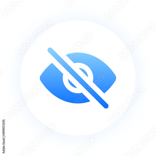 Canvastavla Blue gradient eye off icon for hidden content and privacy settings