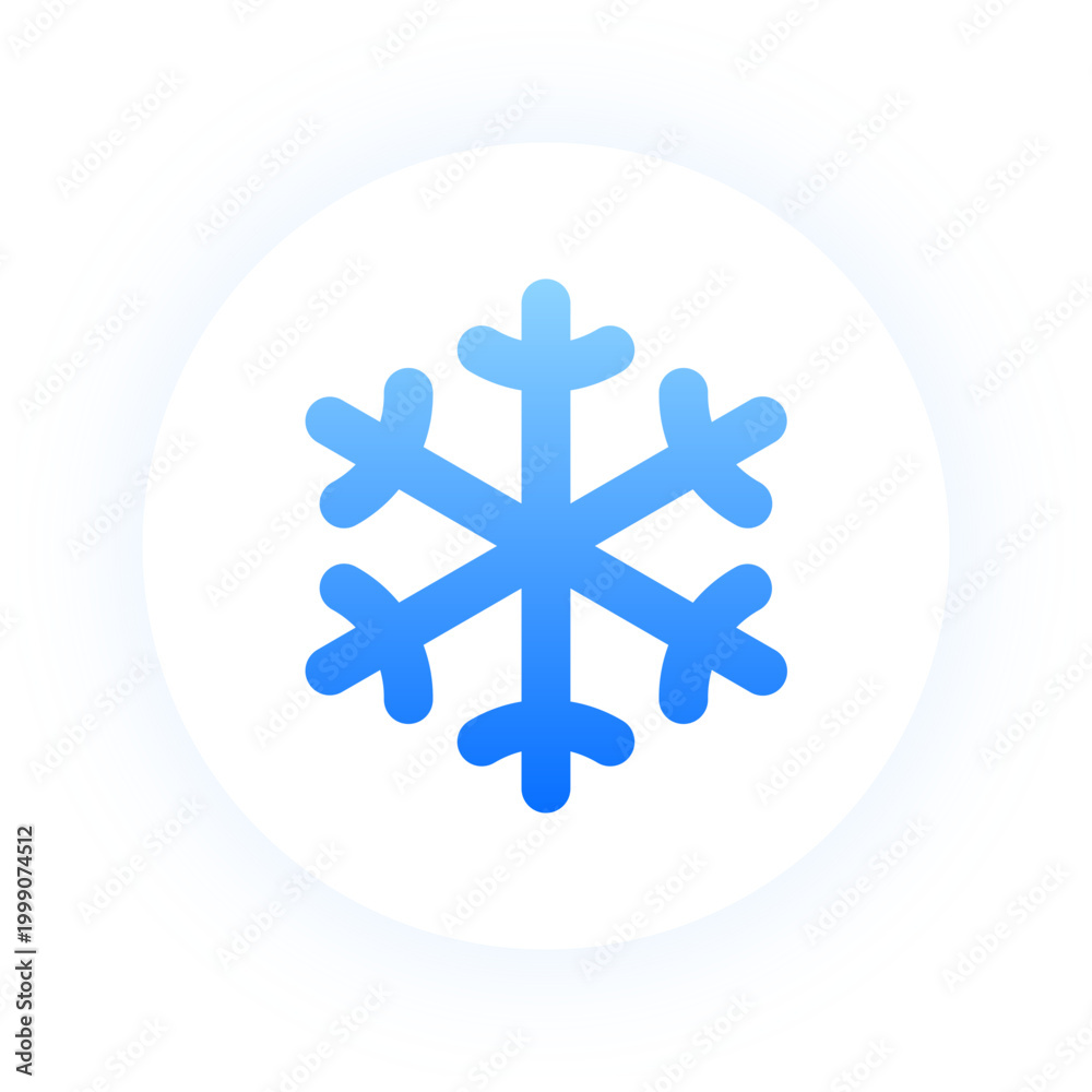 Obraz premium Glowing blue snowflake icon for winter weather and cold temperature