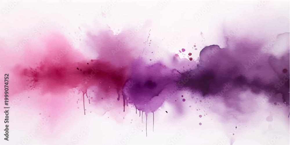 Obraz premium Artistic pink watercolor background featuring abstract ink splashes and paint splatters on a textured grunge pattern with copy space for creative design