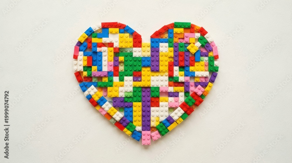 Naklejka premium Colorful LEGO Heart Made From Assorted Bricks