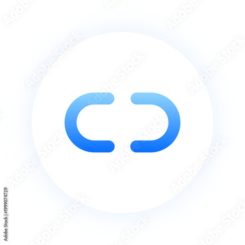 Neon blue broken chain unlink icon for disconnection and broken links