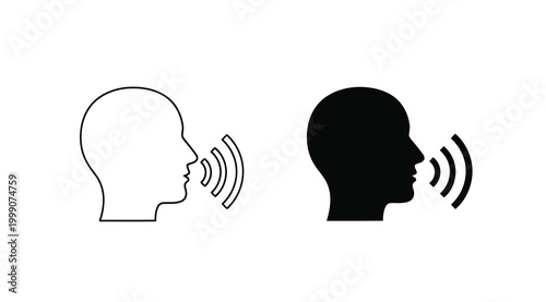Speaking head icon set, vector illustration