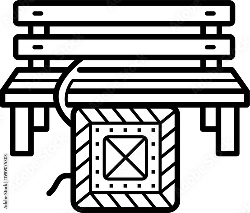 Knitted Bench Blanket Line Icon