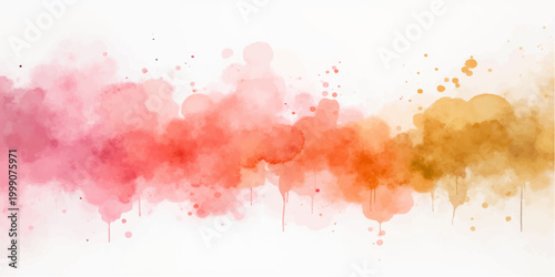 An artistic abstract watercolor background features colorful ink splashes and grunge paint splatters on a paper texture design with vibrant pink liquid brush strokes and vector elements