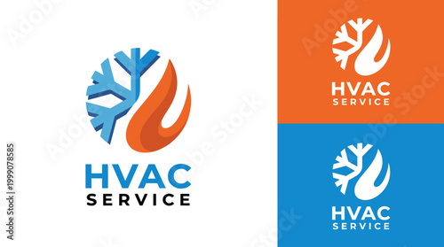 The logo blends both cool and warm elements to represent HVAC services, emphasizing climate control and comfort, perfect for businesses in heating and cooling sectors.