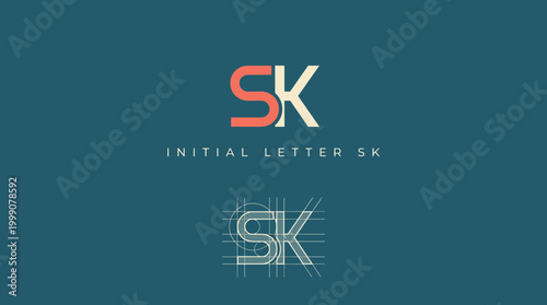 This logo features the initials 'SK' presented in an artistic manner, making it an ideal visual identity for personal brands or businesses looking for a modern twist.