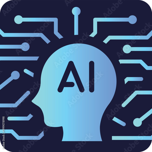 生成AI AI 人工知能 テクノロジー デジタル ネットワーク DX ビジネス アイコン 青