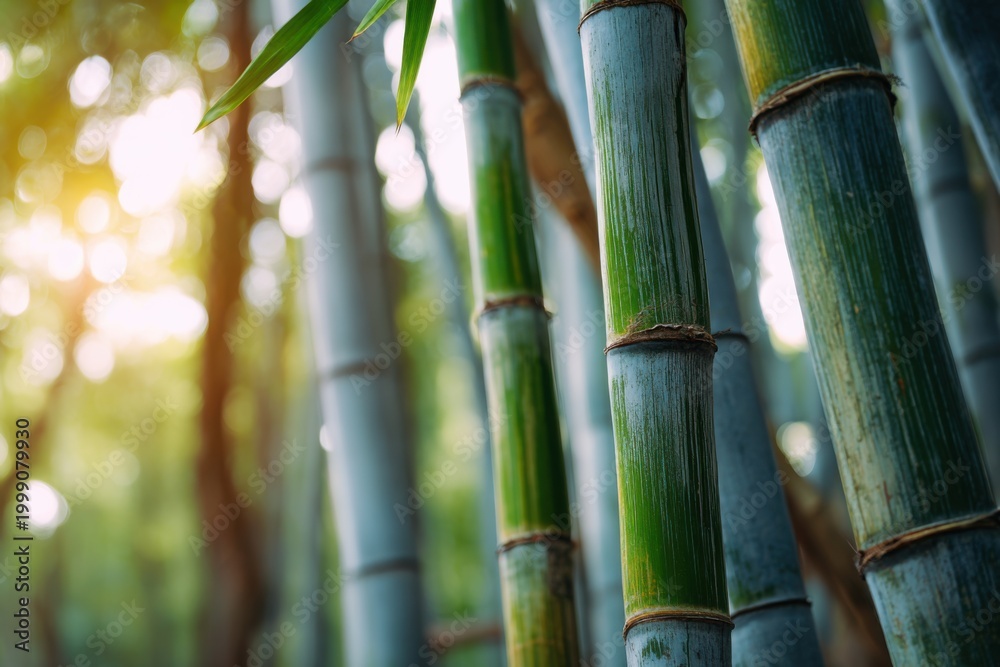 Obraz premium Tall Bamboo Stalks Growing in a Serene Forest