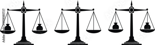 Justice scales silhouettes set balance law symbol vector illustration legal equality concept court judiciary and fairness design elements