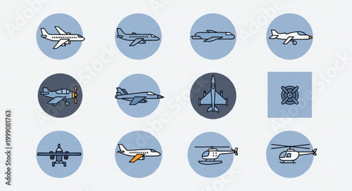 Collection of various aircraft icons and symbols.