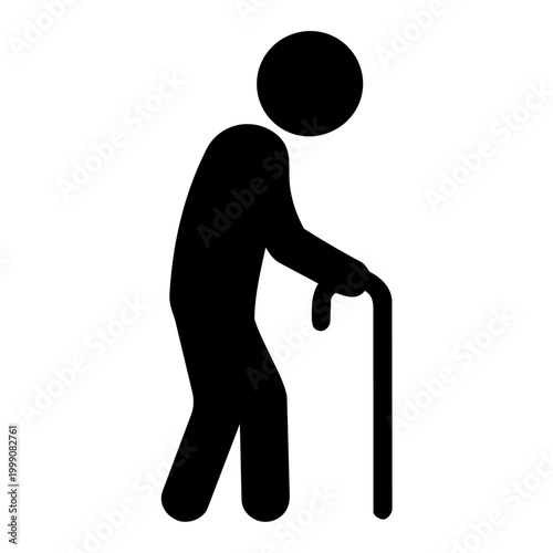 Elderly Walking with Cane Icon Monochrome
杖を持って歩く高齢者アイコン