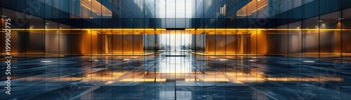 Glass business center interior design.